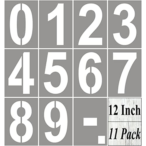 12 Inch Large Number Stencils for Painting 11 Pack Number Stencil Templates for Curb Address Cakes Cookies Mailboxes and Crafts Reusable House Numbers Stencils for Wood Signs Cement Wall Art