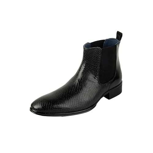 Mochi Men's Black Slip On closure Boots with Flat sole UK/8 EU/42(19-643)