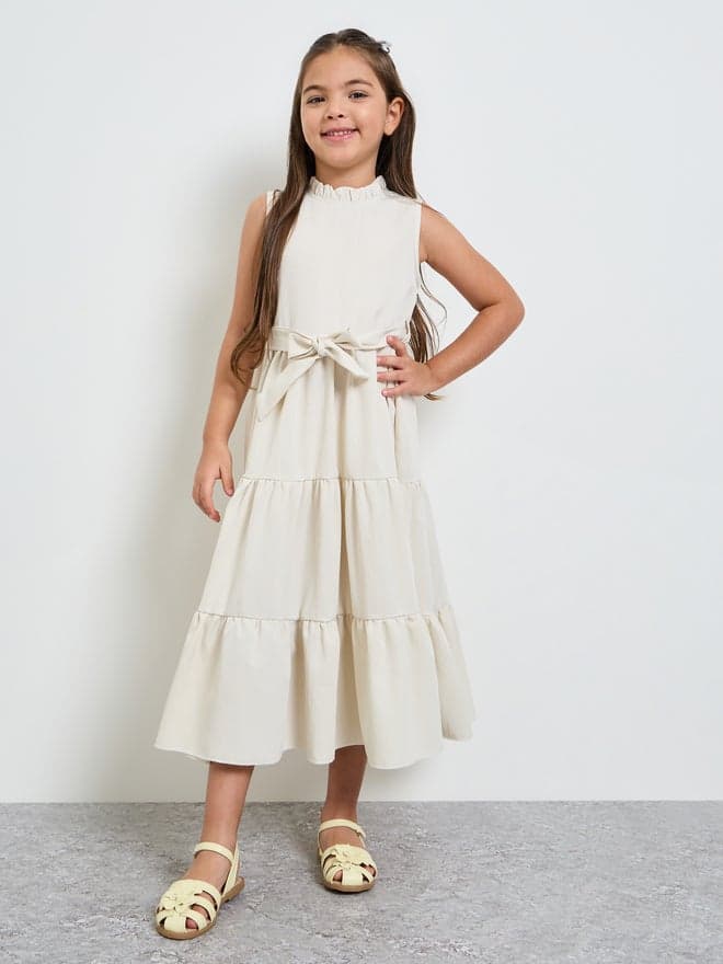 Styli Girls Sleeveless Tiered Maxi Dress