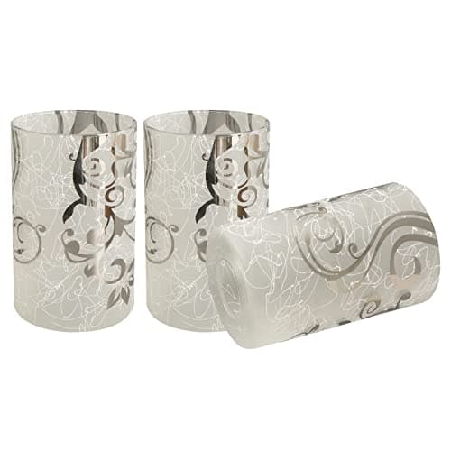 Voguad Electroplated Floral Pattern Replacement Glass Lamp Shade 3 Pack, Frosted Glass Light Cover for Light Fixture, Glass Shade for Wall Sconce, Kitchen Pendant Light, 1 5/8 Inch Fitter
