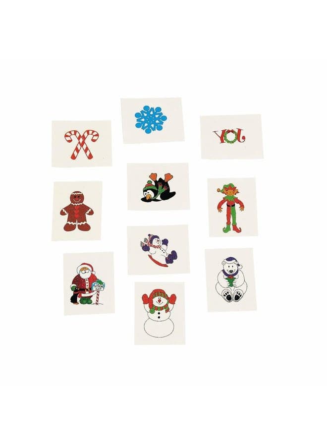 Christmas Holiday Glitter Temporary Tattoos For Kids (72 Pieces) Holiday Favors and Giveaways, Stocking Stuffers