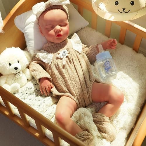 Zilasegy Full Silicone Baby Dolls182 in Silicone Realistic Newborn Baby Doll Non Vinyl 11 Lifelike Reborn Sleeping Dolls EmmaNude