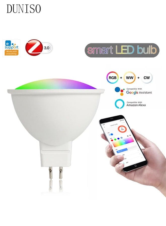 5W Smart RGB Light Bulb ,Works With Google Assistant And Dimmable Via App,Remote Control Smart LED Bulb With 8 Different Modes And 16Millions Colors Dimmable Light,White