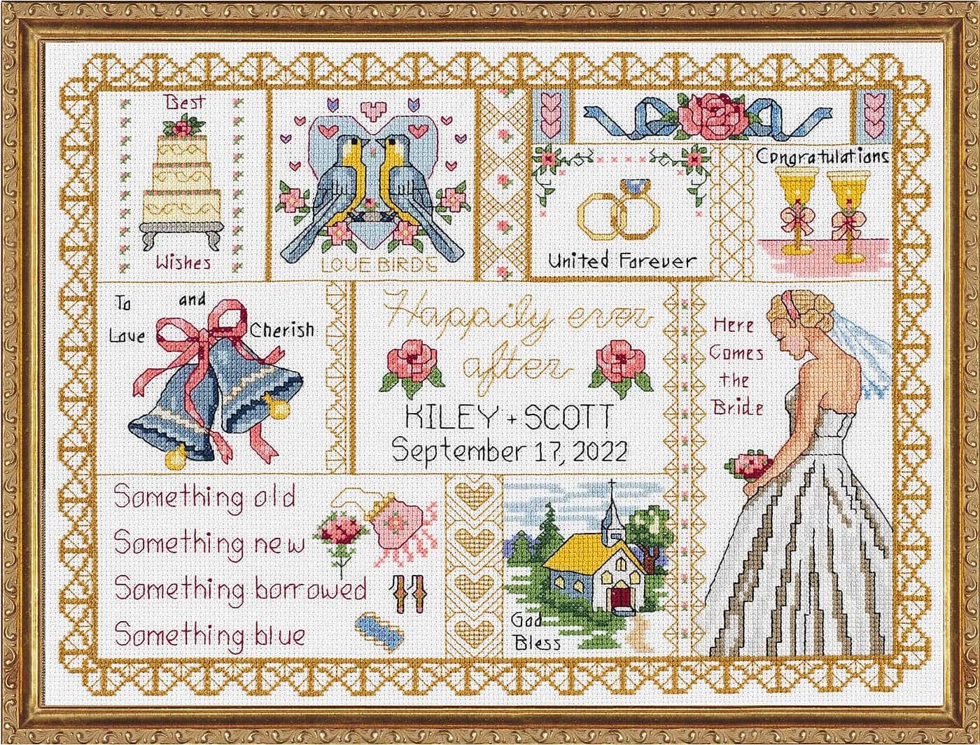 Janlynn 50577 Counted Cross Stitch Kit 13.25"X10", Wedding Collage (14 Count)