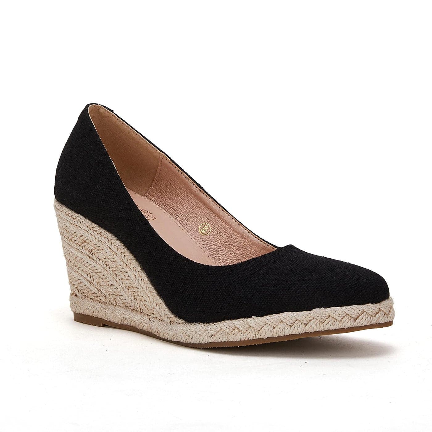 Ruanyu Womens Platform Espadrilles Wedge Sandals Slip On Solid Color Pointed Toe Pumps Shoes Black Size 65