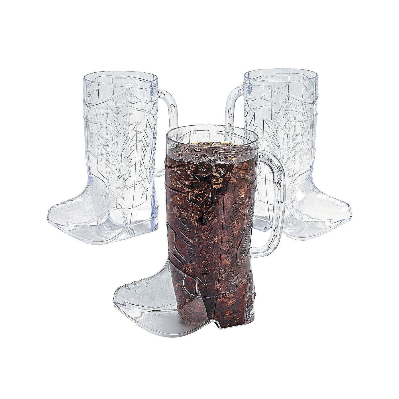 Fun Express Cowboy Boot Cups Clear Plastic Western Cups 17oz Boot Mugs 12 Pack for Cowboy Party Decorations Rodeo Theme Party Supplies for Adults Kids Western Themed Celebrations
