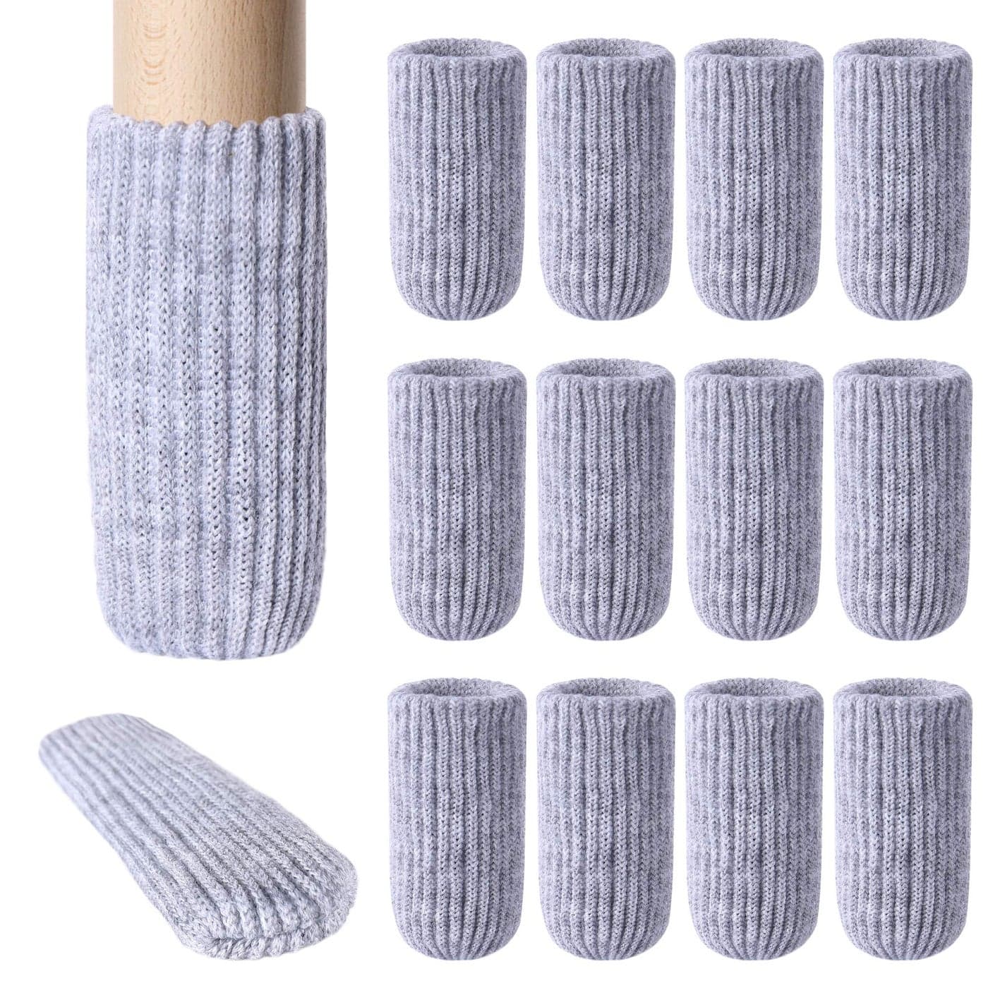 32 PCs Furniture Leg Socks Coffee Knitted Furniture Socks Double Thickness Chair Leg Floor Protectors High Elastic Chair Leg Covers Furniture Caps Set Move Easily and Reduce Noise