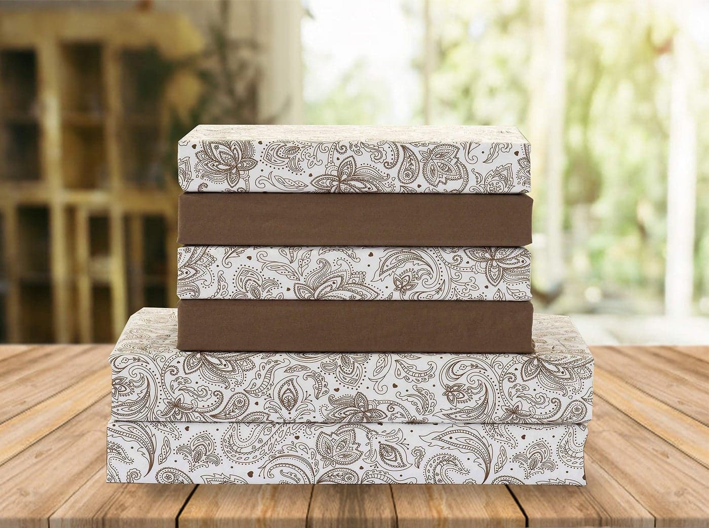 Elegant Comfort Luxury Soft Bed Sheets Paisley Pattern - 1500 Premium Hotel Quality Microfiber Softness Wrinkle and Fade Resistant (6-Piece) Bedding Set, Queen, Taupe