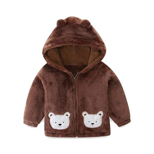 Baby Hoodie Jacket Zip Up Light Fleece Outwear Coat Bear Ear Spring Fall Winter Coat Baby Boys' Outerwear Jackets for 12-18 Months Baby
