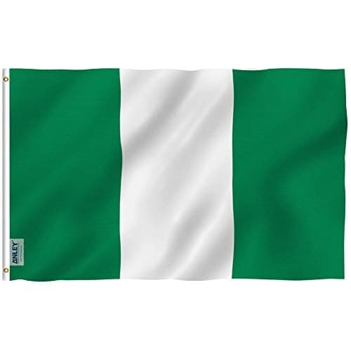 Anley Fly Breeze 3x5 Foot Nigeria Flag Vivid Color and Fade proof Canvas Header and Double Stitched Nigerian National Flags Polyester with Brass Grommets 3 X 5 Ft