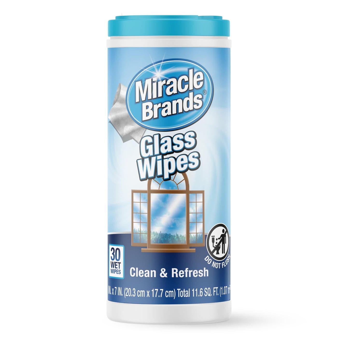 MiracleWipes for Glass Disposable and Streak Free Cleaning Wipes for Mirrors Windows Kitchen Home and Auto 30 Count