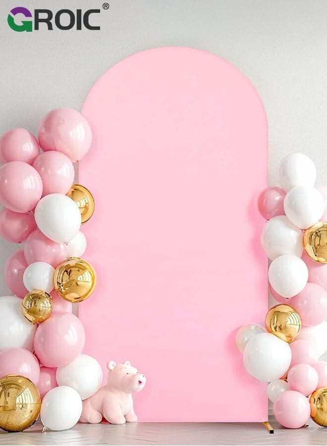 6FT Pink Arch Backdrop Cover, Spandex Fitted Fabric Backdrops Arches Covers, Arch Stand Cover Stretchy Backdrop for Wedding Party Baby Shower Birthday Decoration