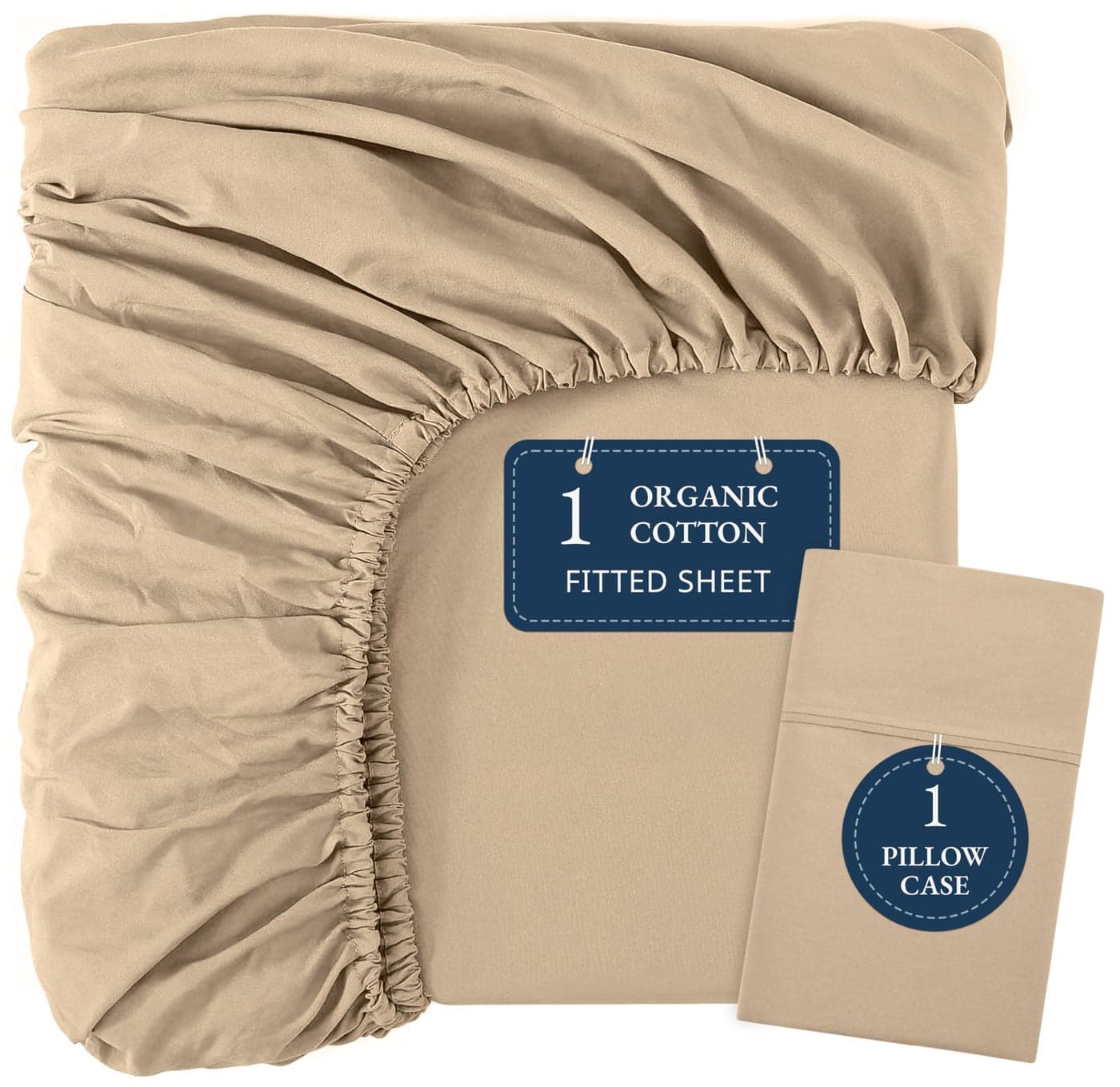 LANE LINEN Queen Fitted Sheet 2 Pillowcases 100 Organic Cotton Percale Weave Soft Breathable Fits Mattress Up to 15 Deep Linen No Flat Sheet