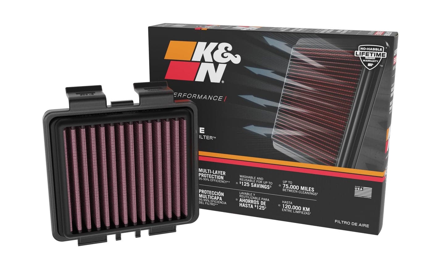 K&N High-Flow Original Lifetime Engine Air Filter: Increase Power & Accerlation, Washable, Premium, Replacement Air Filter: Compatible with 2021-2024 Honda: CRF300L, ABS, Rally, Rally ABS, HA-3021