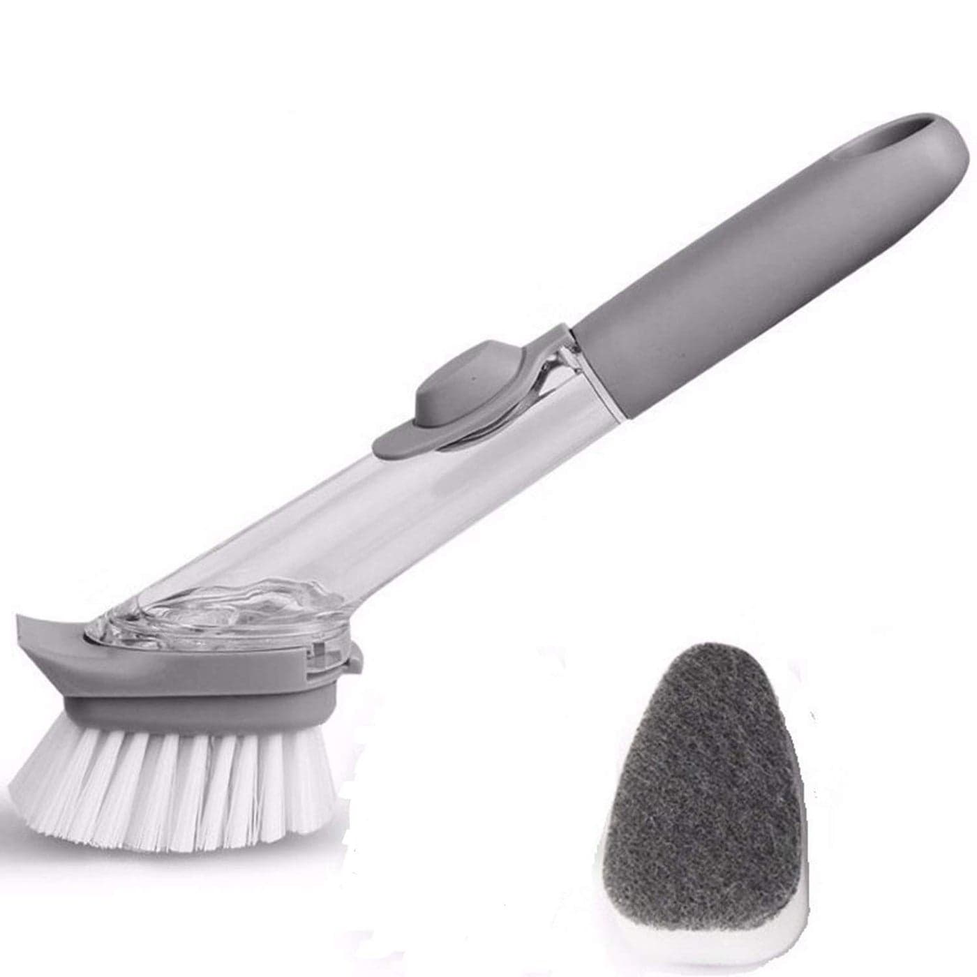 Istara Decontamination Automatic Liquid Tank Kitchen Cleaning Brush Scrubber Dish Bowl Washing Sponge with Refill Liquid Soap Dispenser Kitchen Pot Cleaner Tool Handle Sponge with Wok Brush