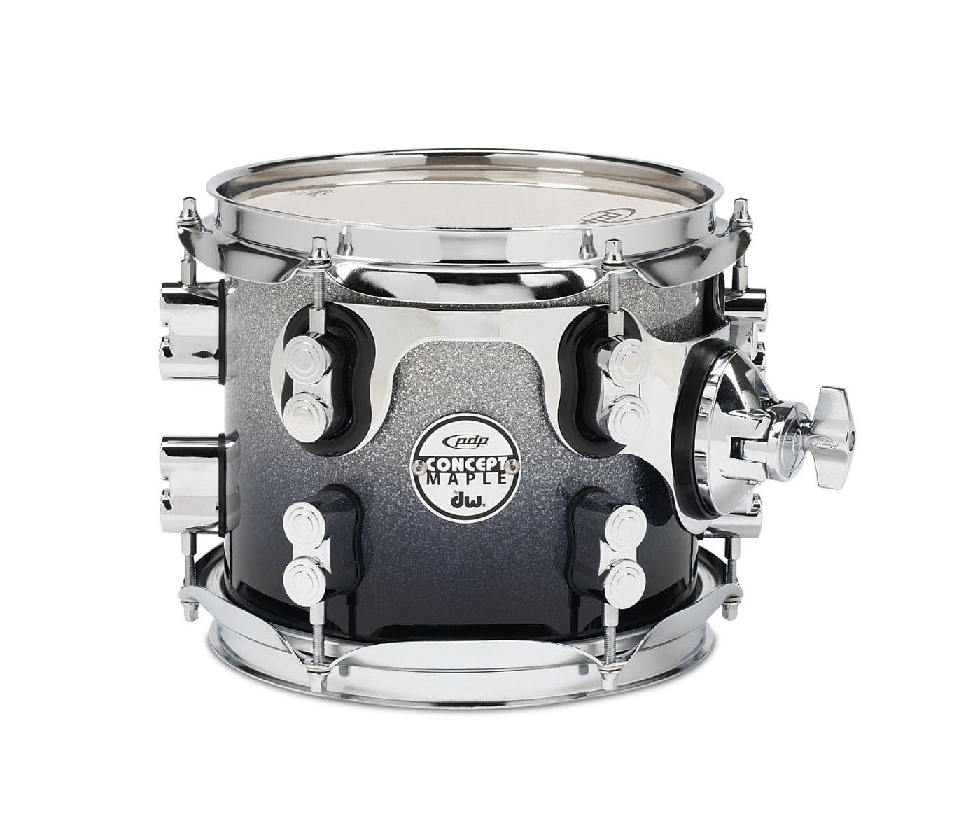 Pacific Drums PDCM0708STSB 7 x 8 Inches Tom with Chrome Hardware - Silver to Black Fade