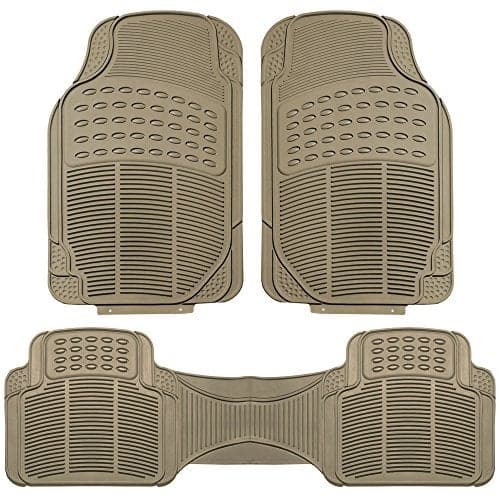 FH Group Car Floor Mats - Heavy-Duty Rubber Floor Mats for Cars, Universal Fit Full Set, Trimmable Automotive Floor Mats, ClimaProof Floor Mats For Most Sedan, SUV, Truck Floor Mats Beige