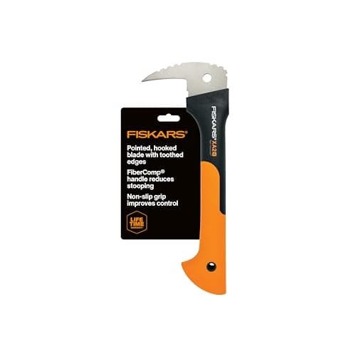 Fiskars 12" Hookaroon - Non-Slip Grip Handle with Pointed, Angled Blade - Landscaping Tool for Rotating, Dragging, Stacking Logs - Black/Orange