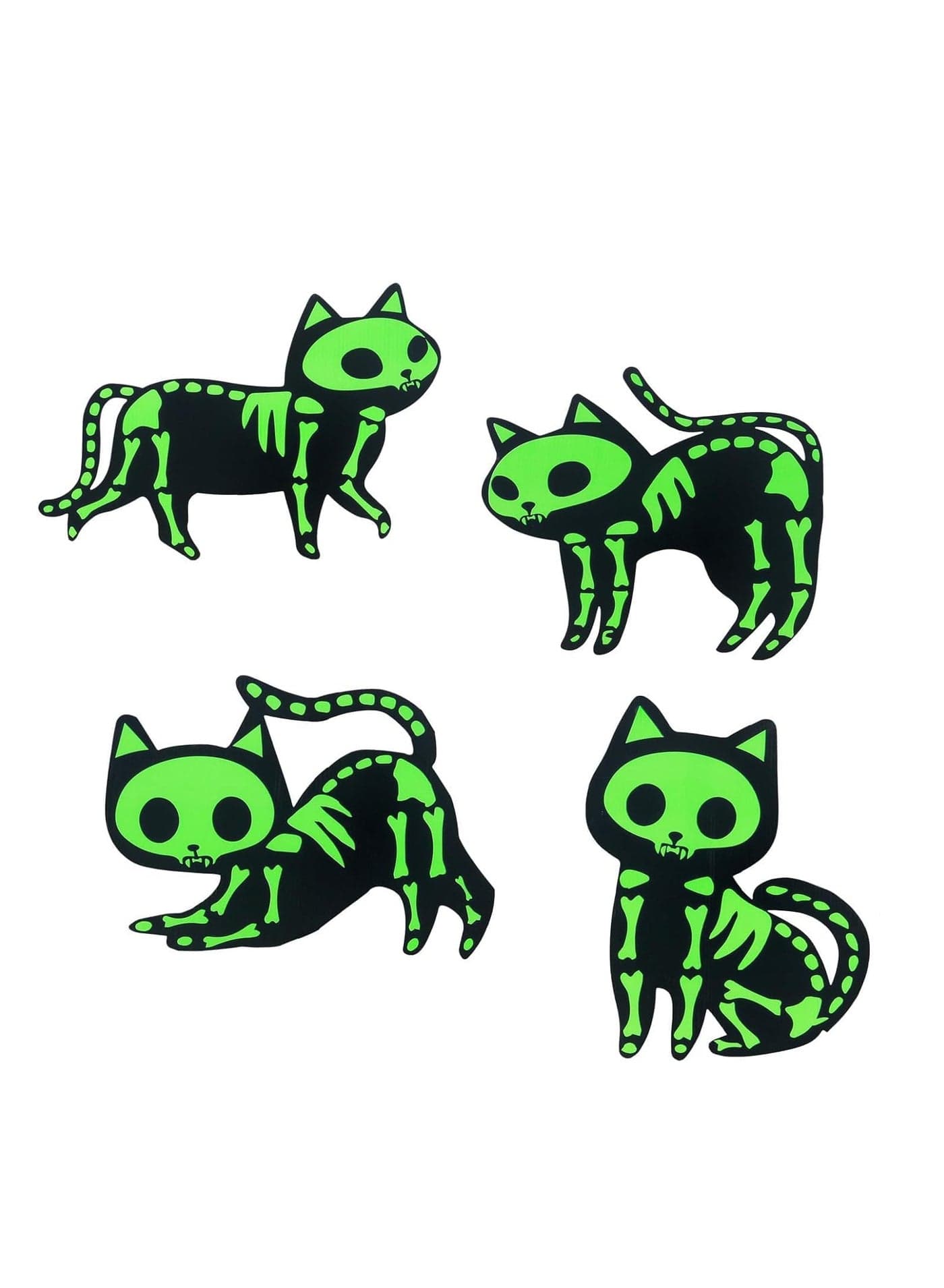 Glow-in-the-Dark Black Cat Sign Patio Decorations Suitable for Outdoor Garden Lawns Halloween (4 Pieces Glowing Cats)