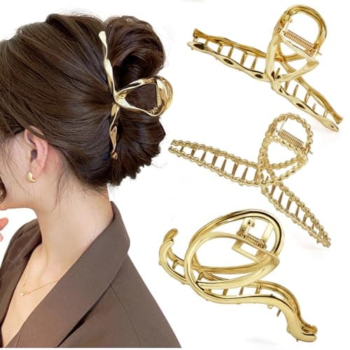 Mehayi 3 PCS Metal Large Hair Claw Clips for Thick Heavy Hair Big NonSlip Hair Catch Barrette Jaw Clamp Strong Hold Claw Barrettes for Long Hair Fashion Hair Styling Accessories for Women Girls