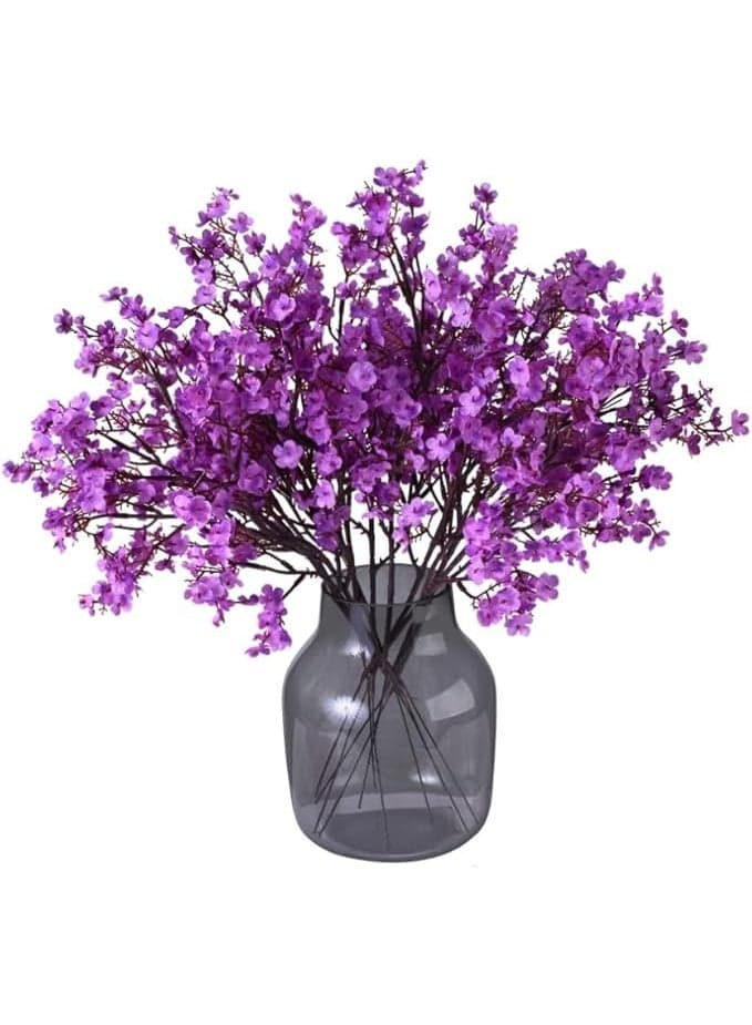 6 Artificial Gypsophila Bouquets, Indoor And Outdoor Artificial Flowers, Suitable For Home Office, Bedroom, Kitchen, Dining Table, Wedding, Halloween, Christmas Party Decoration (Purple) (Without Vase)