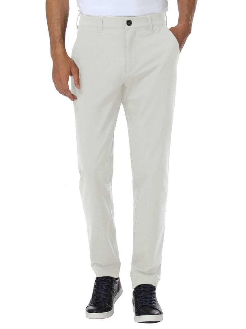TOPLOT Men's Formal Trouser | Regular Fit Design | Structured Look Finish | Comfortable Waistband | Clean Styling | Elegant Wear | Perfect for Office, Formal & Business Wear (5222_38_Cream)