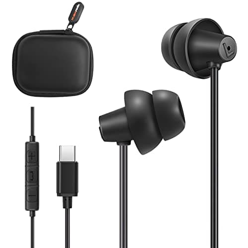 MAXROCK USB C Headphones for Samsung S22, Wired Type C Earphones with Microphone, Noise Isolation in-Ear Earbuds Headset for Galaxy S21 FE A53 Flip 4 Note 20 OnePlus 9 Pixel 6 5 for MacBook Pro