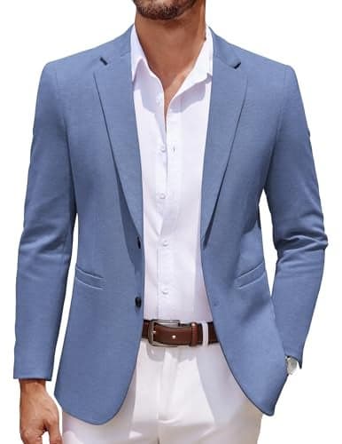 COOFANDY Men Casual Blazer Jacket Lightweight Business Sports Coats Big and Tall Blue