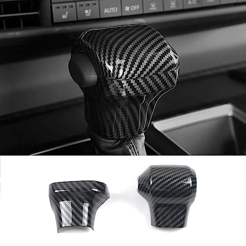 KELEIMAI Car Accessories Fit for Toyota Sienna 2021 2022 2023 2024 2025 2026 Interior Gear Stick Shift Knob Trim Sticker Head Trim Carbon Fiber Grain ABS 2 PCS
