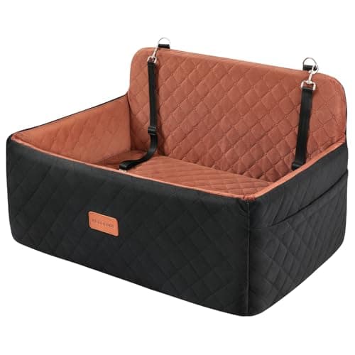 HEGGCOOE Dog Car Seat for MediumLarge Dogs Pet Booster Seat for Under 55 lbs or 2 Small Dogs Detachable Washable Dog Car Bed for Backseat with 2 Safety LeashesBlackBrown