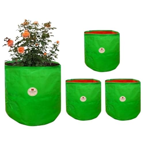 COCOGARDEN HDPE UV Protected Green Round Shape Grow Bags 15X15 inch (Pack of 10) | Plant Bags for Home Garden | Growing Bags for Terrace Flowers and Vegetables Gardening | Indoor and Balcony Gardening
