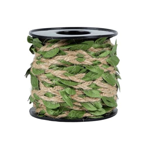 Radix Rope Natural Jute Twine with Green Leaf - 33 Feet (10 Meters) | Decorative Garden String for Gift Wrapping, Crafts, Wedding Decor
