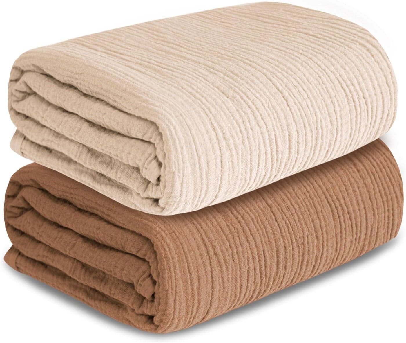 Muslin Swaddle Blankets for Newborn 2 Pack Breathable Soft Receiving Blanket Large 41 x 41 inches Swaddle Wrap Burping Clothes Essentials Infant Shower Items Beige Coffee