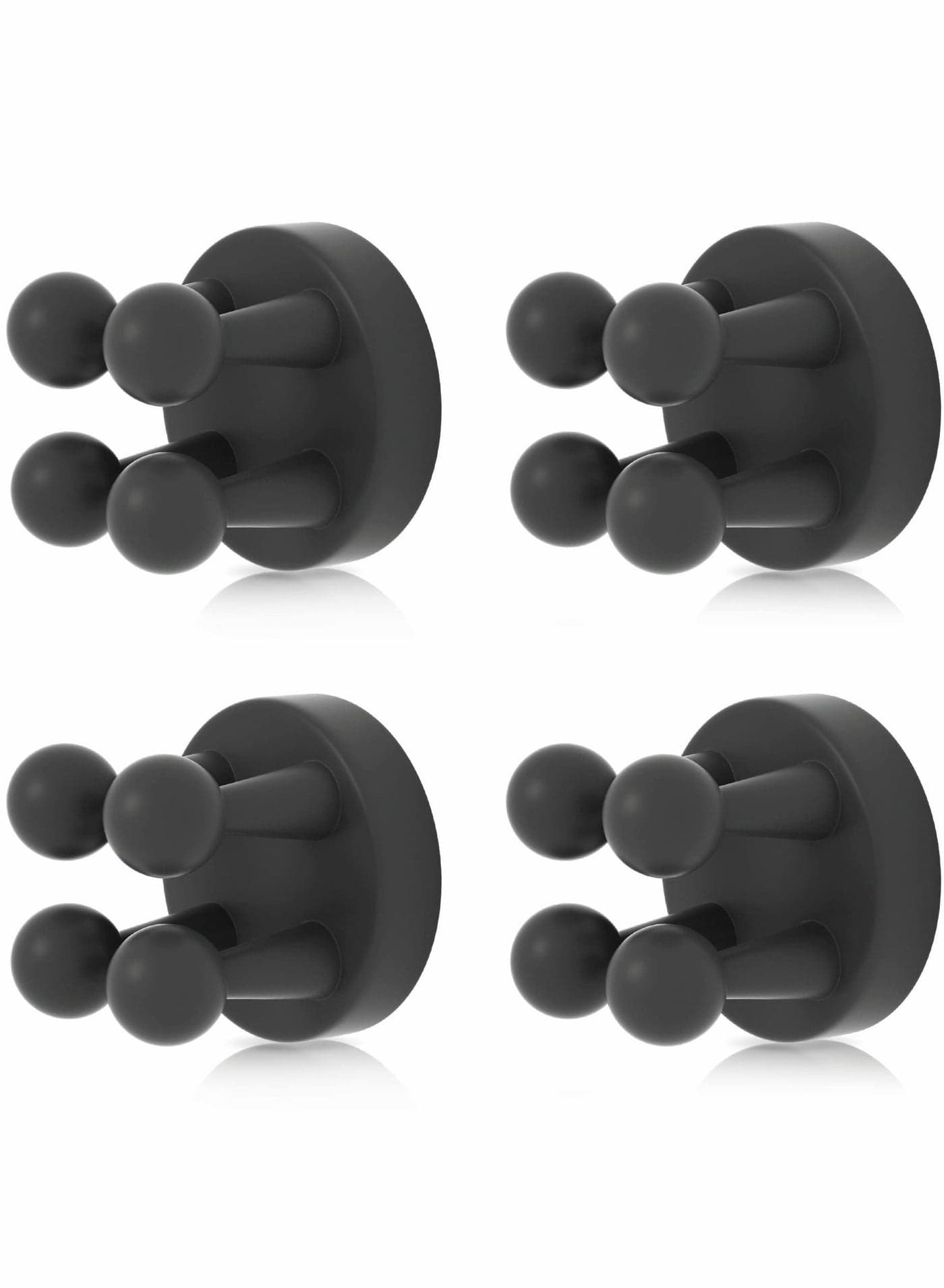 4 Pcs Silicone Toothbrush Holder Multi-Function Hook Waterproof self Adhesive Single Plug for Wall Hanging Bathroom Kitchen Living Room Office (Black)