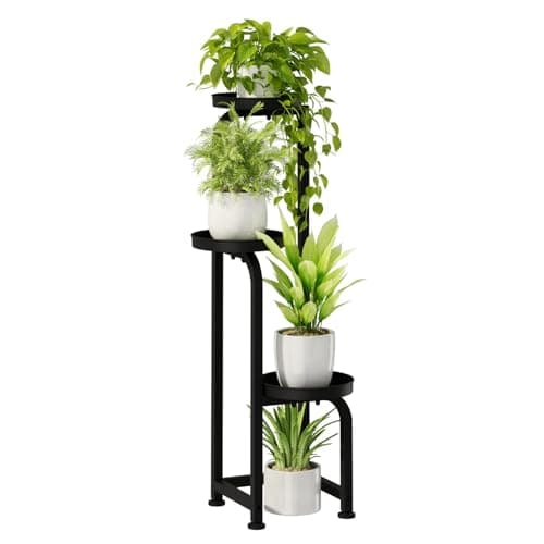 Bamworld Tall Plant Stand Indoor Outdoor Corner Metal Flower Pot Stands for Multiple Plants 3 Tier Heavy Duty Plant Shelf for Patio Garden Balcony Living Room Bedroom