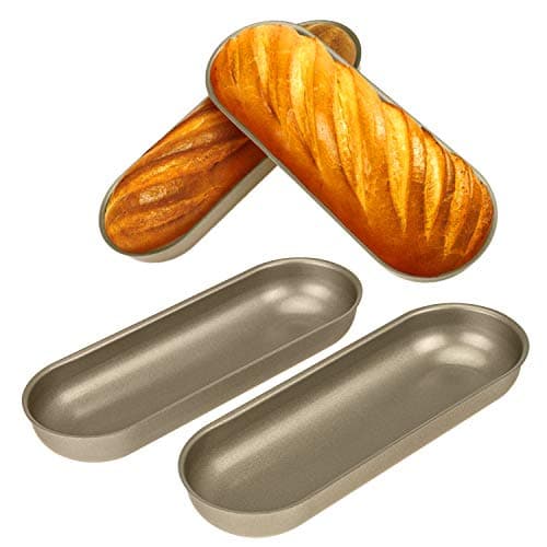 Star Quality Non-stick coating Toast Mold | Carbon Steel material sturdy Bread Pan | Sandwich and subs Makers for home, restaurant, and picnic (4 PCS, Hotdog Bun)