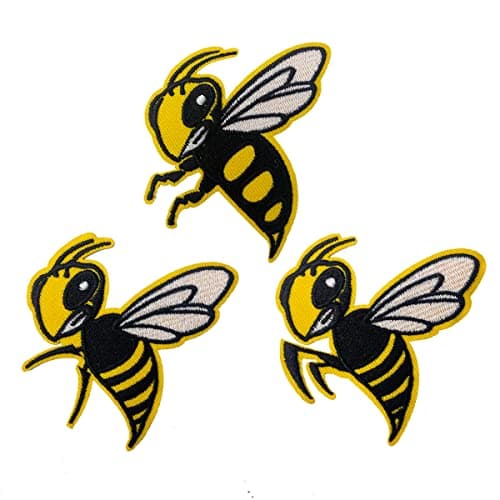 USky Sew or Iron on Embroidered Patches Cartoon Hornet Bees with Wings Antennae Vibrant Insect Motif Texture Family Parent Kids Gift DIY Fans Jeans Jackets 3 Designs 29x25 3PCs
