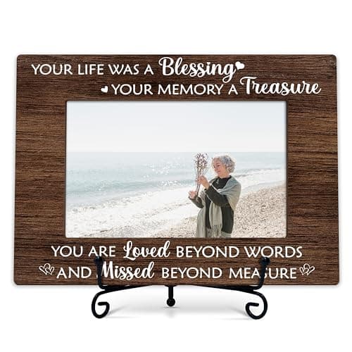BXVRT Sympathy Photo Frame Gifts, In Memory of Loved One Remembrance Frames, Your Life Was A Blessing Themed Sympathy Wooden Picture Frame With Stand, Bereavement Gifts For Loss Of Family Friends -36