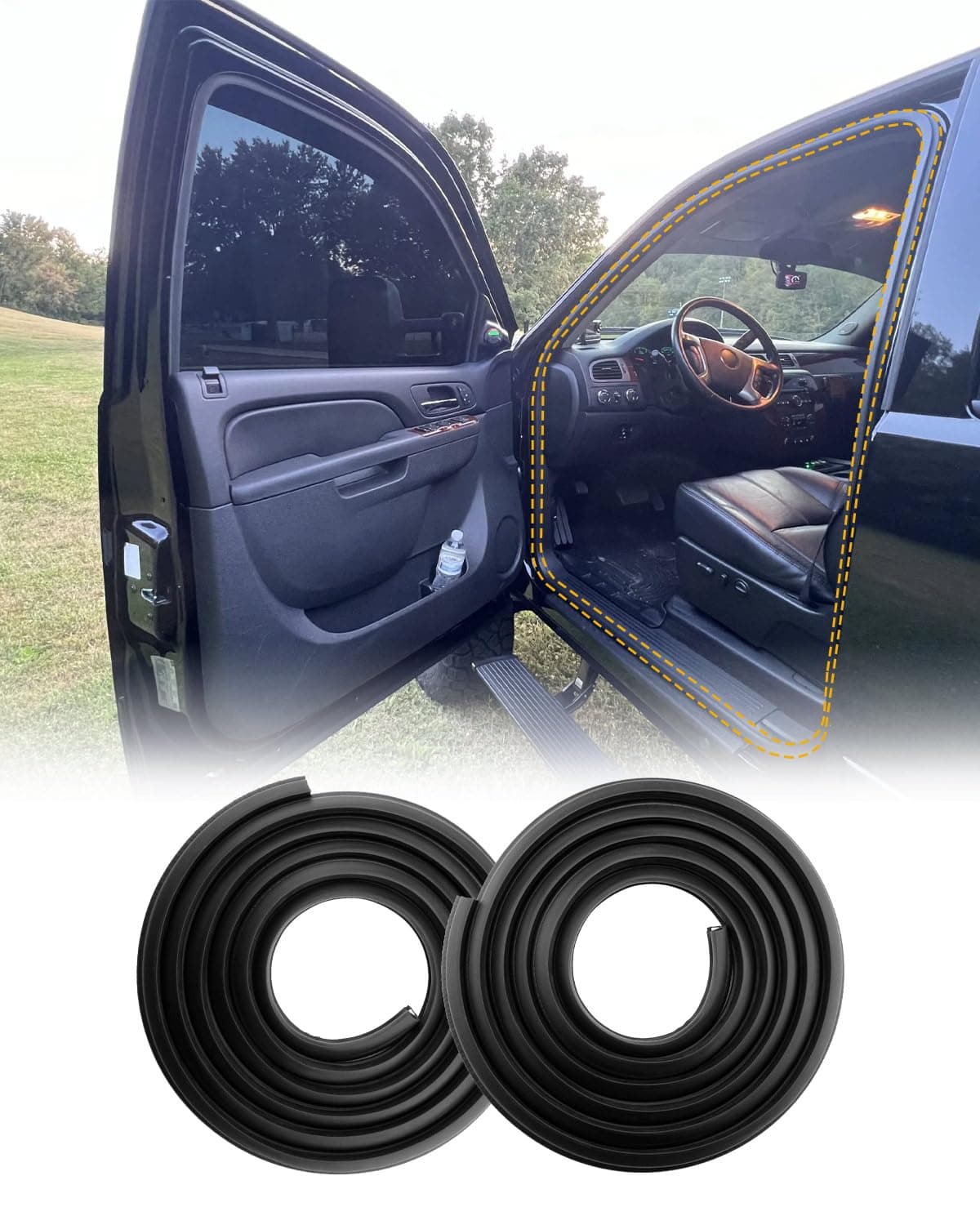 Door Seal Weatherstrip(2 PCS), Compatible with 2007-2014 Chevy Silverado GMC Sierra 1500/2500HD/3500HD, Crew Cab Regular Cab, Rubber Seal Trim Weather Stripping, Front Left & Right Side 22766400 G3161