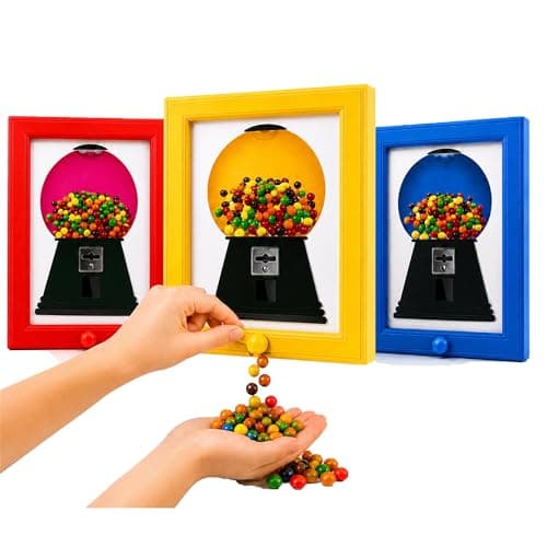 3PCS Wall Mounted Candy Machine Picture Frame - Interactive Gumball Machine Holds up to 1.5 Lb of Candy or Pet Treats. DIY Custom Frames Make Great Home Decor and Unique Thanksgiving or Christmas Gift