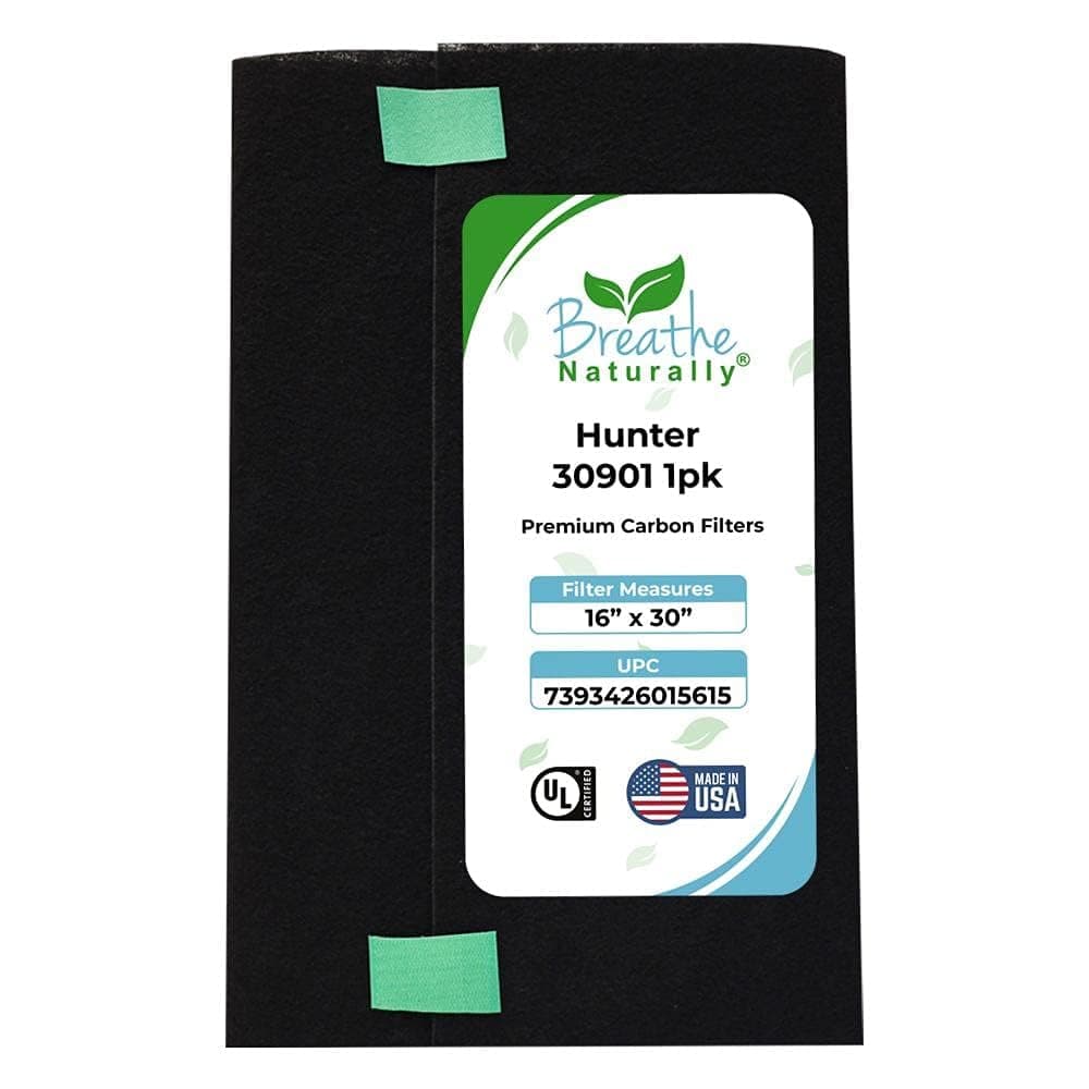 Breathe Naturally Replacement Carbon PreFilters Compatible with Hunter 30901 HEPAtech and QuietFlo Air Purifier Activated Charcoal Filter Sheet 16 x 30x 02 Pack of 1 Carbon Prefilters