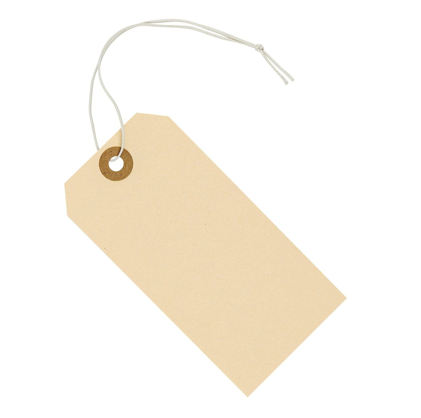 Tags with Elastic String Attached - #5, 4 3/4" x 2 3/8" Box of 200 Manila Paper Label Tags with Elastic Loop and Reinforced Hole