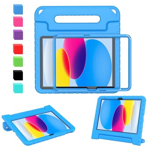AVAWO Kids Case for New iPad (A16) 11th Generation 11 Inch 2025, iPad 10th Generation 10.9" 2022 with Built-in Screen Protector Durable Shockproof Lightweight Handle Cover for i Pad 11/10, Light Blue