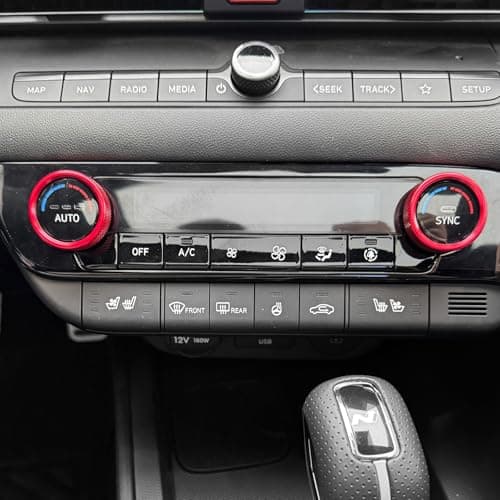 JUIVEEL 2PCS Aluminum Air Condition Switch Button Knob Cover A/C Centre Control Switch Knob Button Protection Compatible with Hyundai Elantra 2021-2025 Accessories (Red Style)