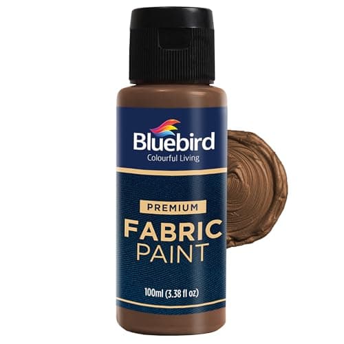 BLUEBIRD Fabric Paint Metallic Shade Coffee 34 Fl Oz Permanent Fabric Paints for Clothes Furniture Upholstery