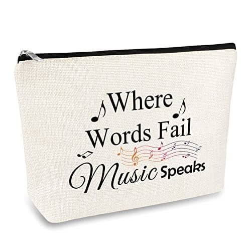 Music Gift for Women Makeup Bag Musical Lover Gifts Cosmetic Bag Music Teacher Appreciation Thank You Gift Christmas Birthday Gifts for Musical Teacher Student Musicians Travel Toiletry Bags