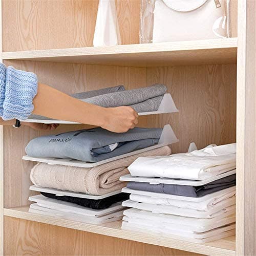 VENIVA Cloth Organizer Clothes Wardrobe Organizer for Shirts TShirts Jeans Plastic AntiWrinkle Closet Drawer Rack Storage Travel Closet OrganizerPack of 10 Sheets