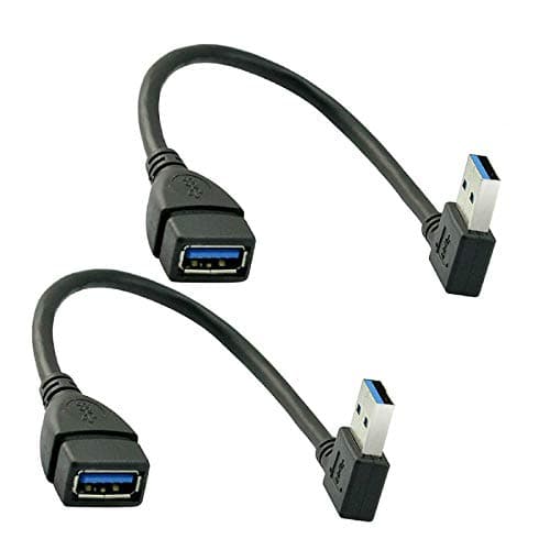 Oxsubor SuperSpeed USB 3.0 Male to Female Extension Data Cable Left Angle 2PCS (20CM,8IN)(Notice:pls Check The Left Angle in Picture)