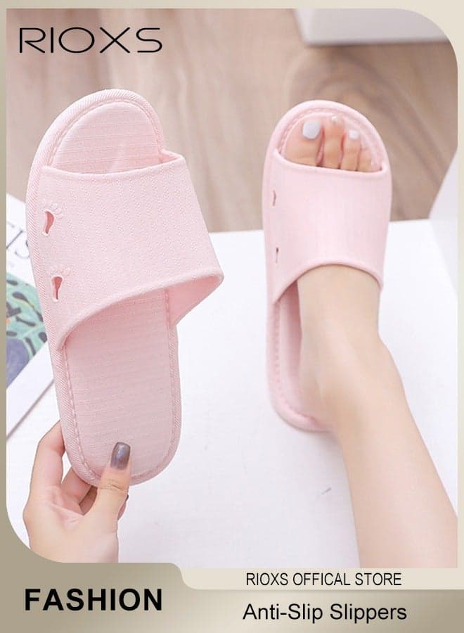 Mens Womens Slippers, Shower Slippers For Women And Men, Unisex Anti-slip Flat Slippers, Quick Drying Slippers, Lightweight Open Toe Shoes, Breathable Slide Slippers, Slip-on Slippers For Bathroom Beach Pool Travel, Indoor Outdoor Slippers, Home Slippers, Pink Slippers