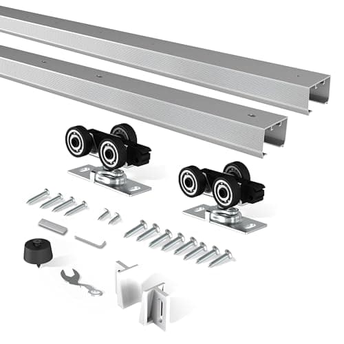 BarnBase 6FT Pocket Door Track Kit Spliced Aluminum Quiet Smooth Sliding Suitable for Door Width 2436 Easy to Install